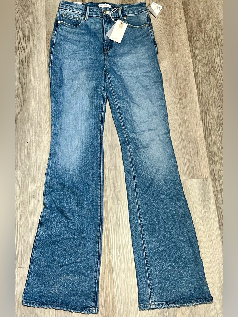 NWT Good American Women’s Size 6 Blue High Rise Bootcut Stretch Denim 26x33